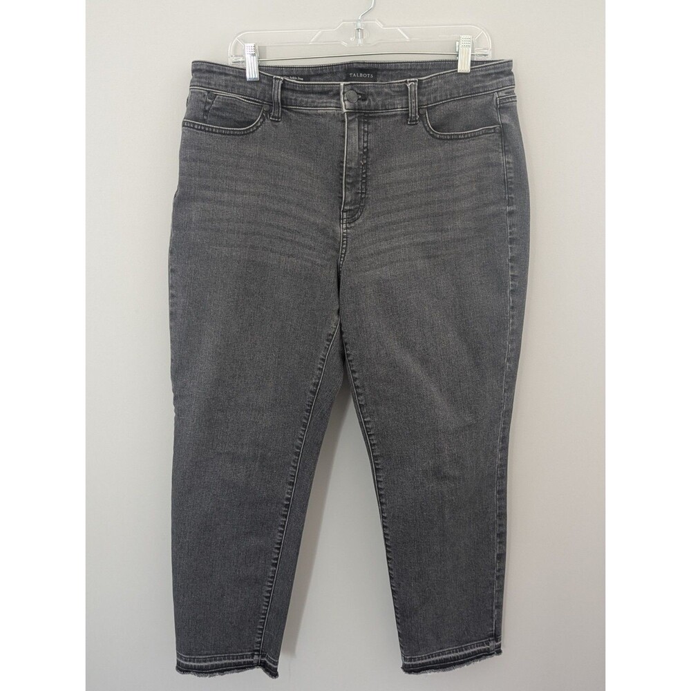 Talbots Slim Ankle Denim Jeans Women's Size 14P Black Curvy Stretch Cutoffs